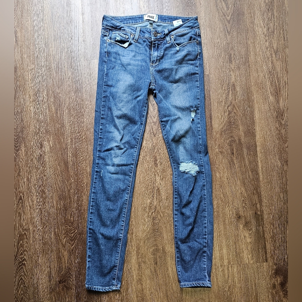 Womens 27 Paige Skinny Jeans Distressed